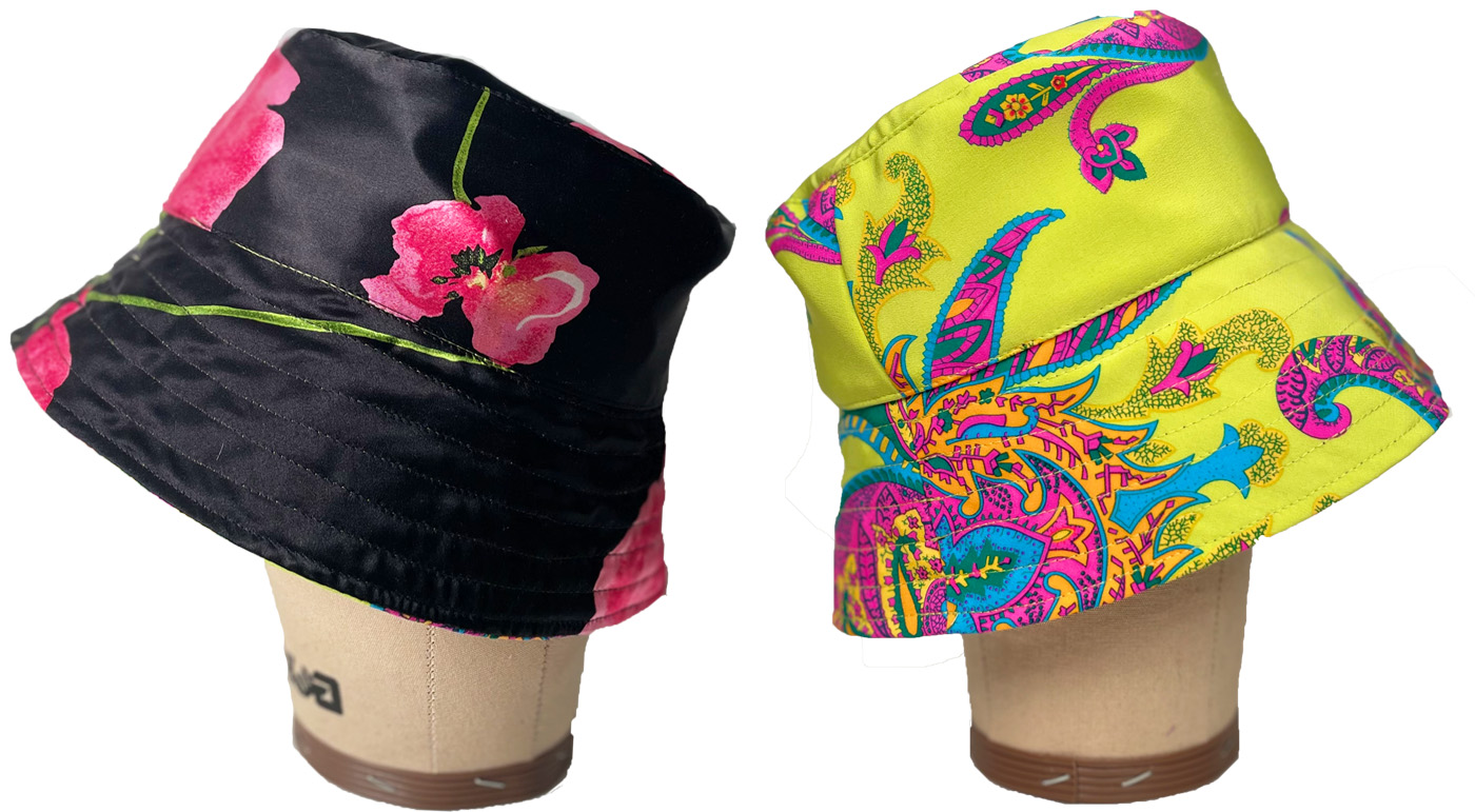 Silk reversible bucket hat
